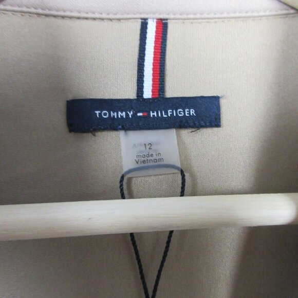 Tommy Hilfiger Knee-Length Wrap Dress Long Sleeve Belted Work Office 12 Tan 670 - Picture 3 of 11